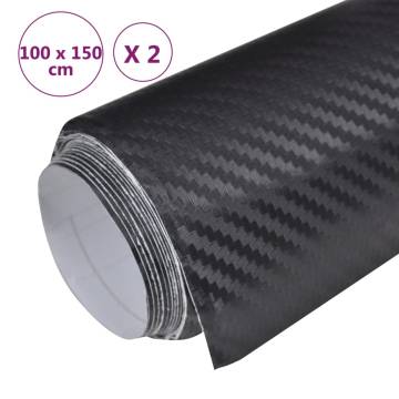 Car Films 2 pcs 3D Black 100x150 cm