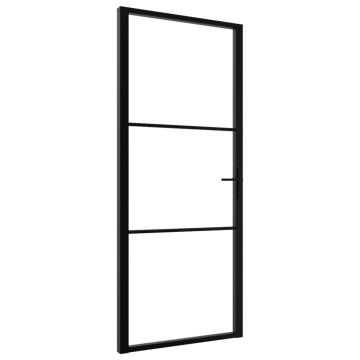 Interior Door ESG Glass and Aluminium 93x201.5 cm Black