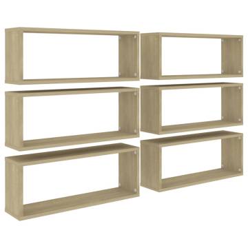 Wall Cube Shelf 6 pcs Sonoma Oak 60x15x23 cm Engineered Wood