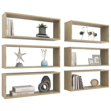 Wall Cube Shelf 6 pcs Sonoma Oak 60x15x23 cm Engineered Wood