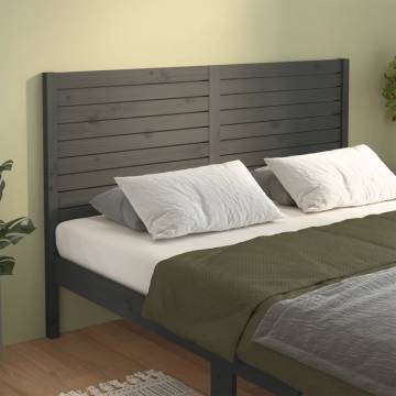 Bed Headboard Grey 126x4x100 cm Solid Wood Pine