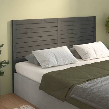 Bed Headboard Grey 126x4x100 cm Solid Wood Pine