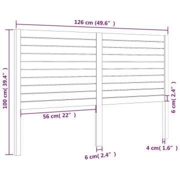 Bed Headboard Grey 126x4x100 cm Solid Wood Pine