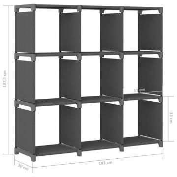 9-Cube Display Shelf Grey 103x30x107.5 cm Fabric