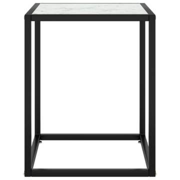 Coffee Table Black with White Marble Glass 40x40x50 cm