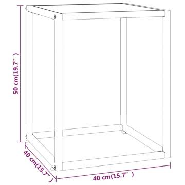 Coffee Table Black with White Marble Glass 40x40x50 cm