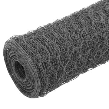 Chicken Wire Fence Steel with PVC Coating 25x0.5 m Grey