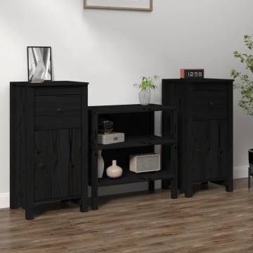 Sideboards 2 pcs Black 40x35x80 cm Solid Wood Pine