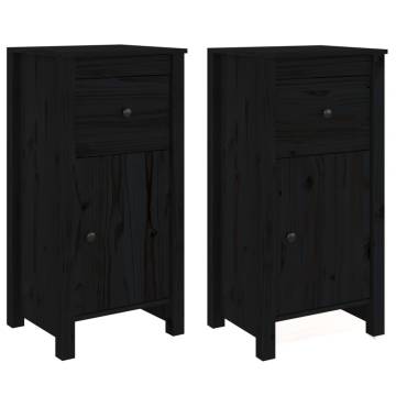 Sideboards 2 pcs Black 40x35x80 cm Solid Wood Pine