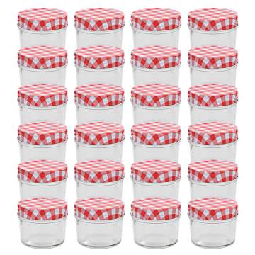 Glass Jam Jars with White and Red Lids 24 pcs 110 ml