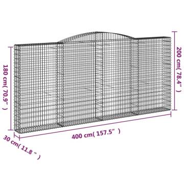 Arched Gabion Basket 400x30x180/200 cm Galvanised Iron