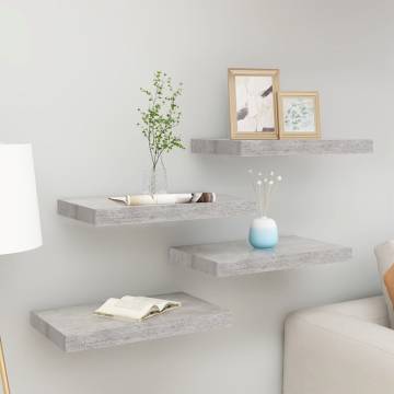 Floating Wall Shelves 4 pcs Concrete Grey 40x23x3.8 cm MDF