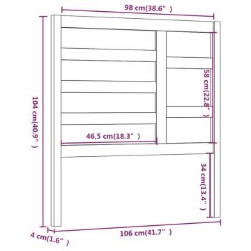 Bed Headboard White 106x4x104 cm Solid Wood Pine