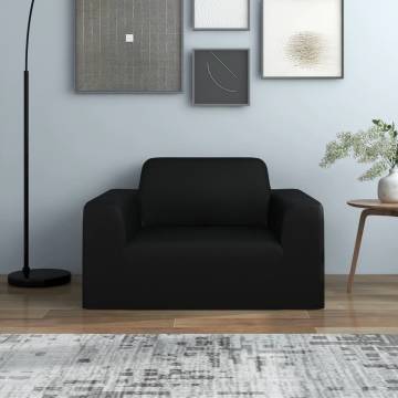 Stretch Couch Slipcover Black Polyester Jersey