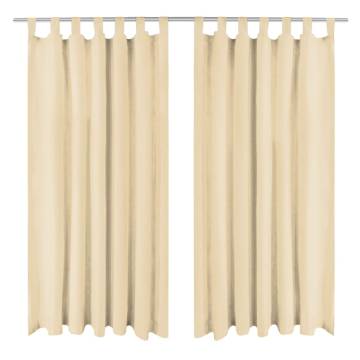 Micro-Satin Curtains 2 pcs with Loops 140x225 cm Beige