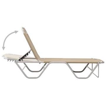 Sun Lounger Aluminium and Textilene Cream