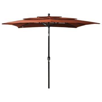 3-Tier Parasol with Aluminium Pole Terracotta 2.5x2.5 m