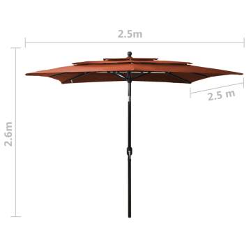 3-Tier Parasol with Aluminium Pole Terracotta 2.5x2.5 m