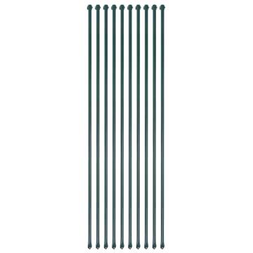 Garden Posts 10 pcs 1.5 m Metal Green