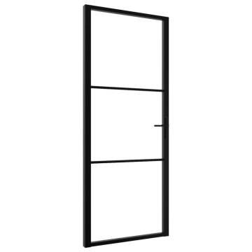 Interior Door ESG Glass and Aluminium 83x201.5 cm Black