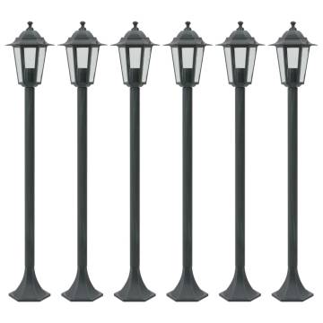 Garden Post Lights 6 pcs E27 110 cm Aluminium Dark Green