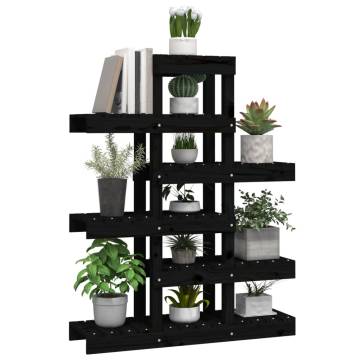 Plant Stand Black 85x25x109.5 cm Solid Wood Pine