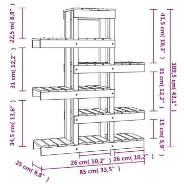 Plant Stand Black 85x25x109.5 cm Solid Wood Pine