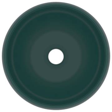 Luxury Wash Basin Round Matt Dark Green 40x15 cm Ceramic