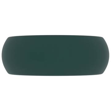 Luxury Wash Basin Round Matt Dark Green 40x15 cm Ceramic