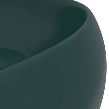 Luxury Wash Basin Round Matt Dark Green 40x15 cm Ceramic