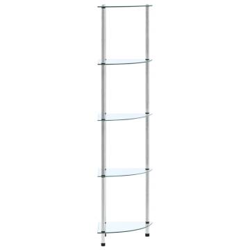 5-Tier Shelf Transparent 30x30x130 cm Tempered Glass