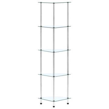 5-Tier Shelf Transparent 30x30x130 cm Tempered Glass