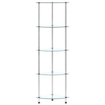 5-Tier Shelf Transparent 30x30x130 cm Tempered Glass