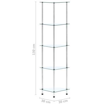 5-Tier Shelf Transparent 30x30x130 cm Tempered Glass