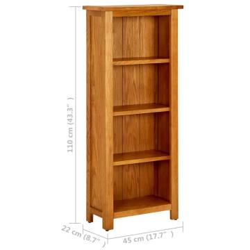 4-Tier Bookcase 45x22x110 cm Solid Oak Wood