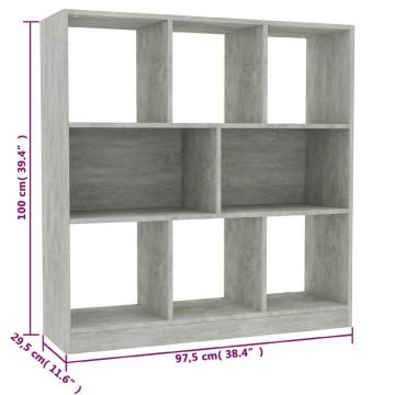 Book Cabinet Concrete Grey 97.5x29.5x100 cm Engineered Wood