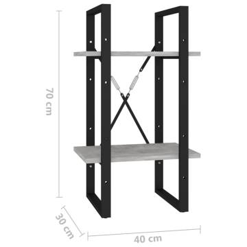 2-Tier Book Cabinet Concrete Grey 40x30x70 cm Engineered Wood