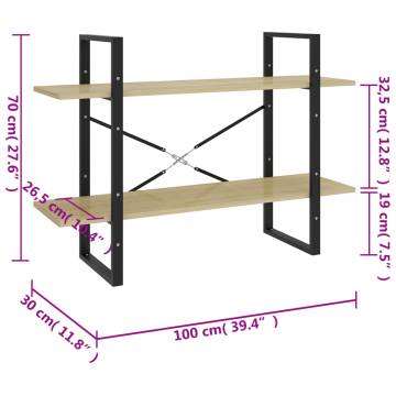 2-Tier Book Cabinet Sonoma Oak 100x30x70 cm Engineered Wood