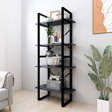 4-Tier Book Cabinet Grey 60x30x140 cm Engineered Wood