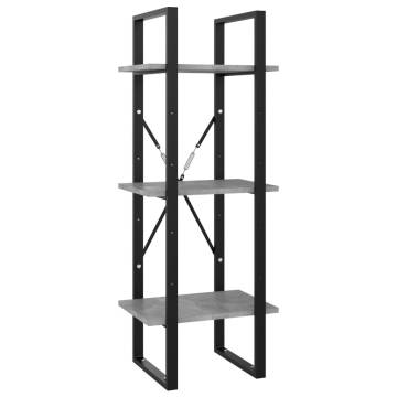 3-Tier Book Cabinet Concrete Grey 40x30x105 cm Engineered Wood