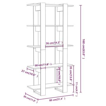 Book Cabinet/Room Divider White 80x30x160 cm Engineered Wood