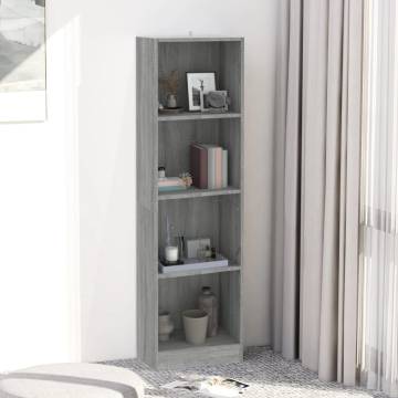 4-Tier Book Cabinet Grey Sonoma 40x24x143 cm Engineered Wood