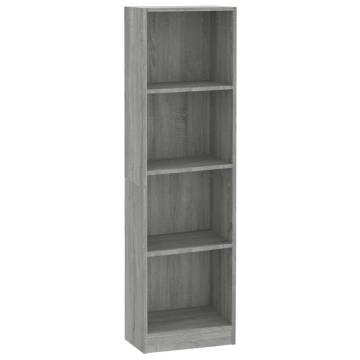 4-Tier Book Cabinet Grey Sonoma 40x24x143 cm Engineered Wood