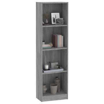 4-Tier Book Cabinet Grey Sonoma 40x24x143 cm Engineered Wood