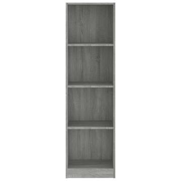 4-Tier Book Cabinet Grey Sonoma 40x24x143 cm Engineered Wood