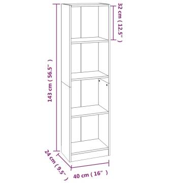 4-Tier Book Cabinet Grey Sonoma 40x24x143 cm Engineered Wood