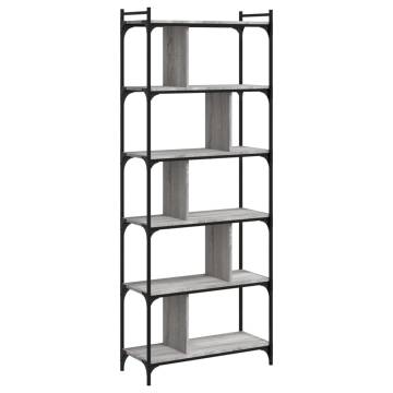 Bookcase 6-Tier Grey Sonoma 76x32x192 cm Engineered Wood