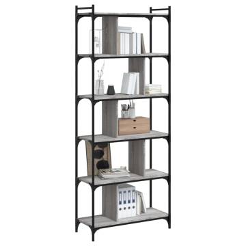 Bookcase 6-Tier Grey Sonoma 76x32x192 cm Engineered Wood