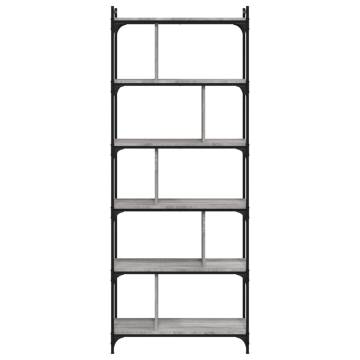 Bookcase 6-Tier Grey Sonoma 76x32x192 cm Engineered Wood