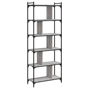 Bookcase 6-Tier Grey Sonoma 76x32x192 cm Engineered Wood